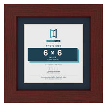 Mahogany 8 x 8 inch picture frame with a Pacific Blue mount for a 6 x 6 inch photo