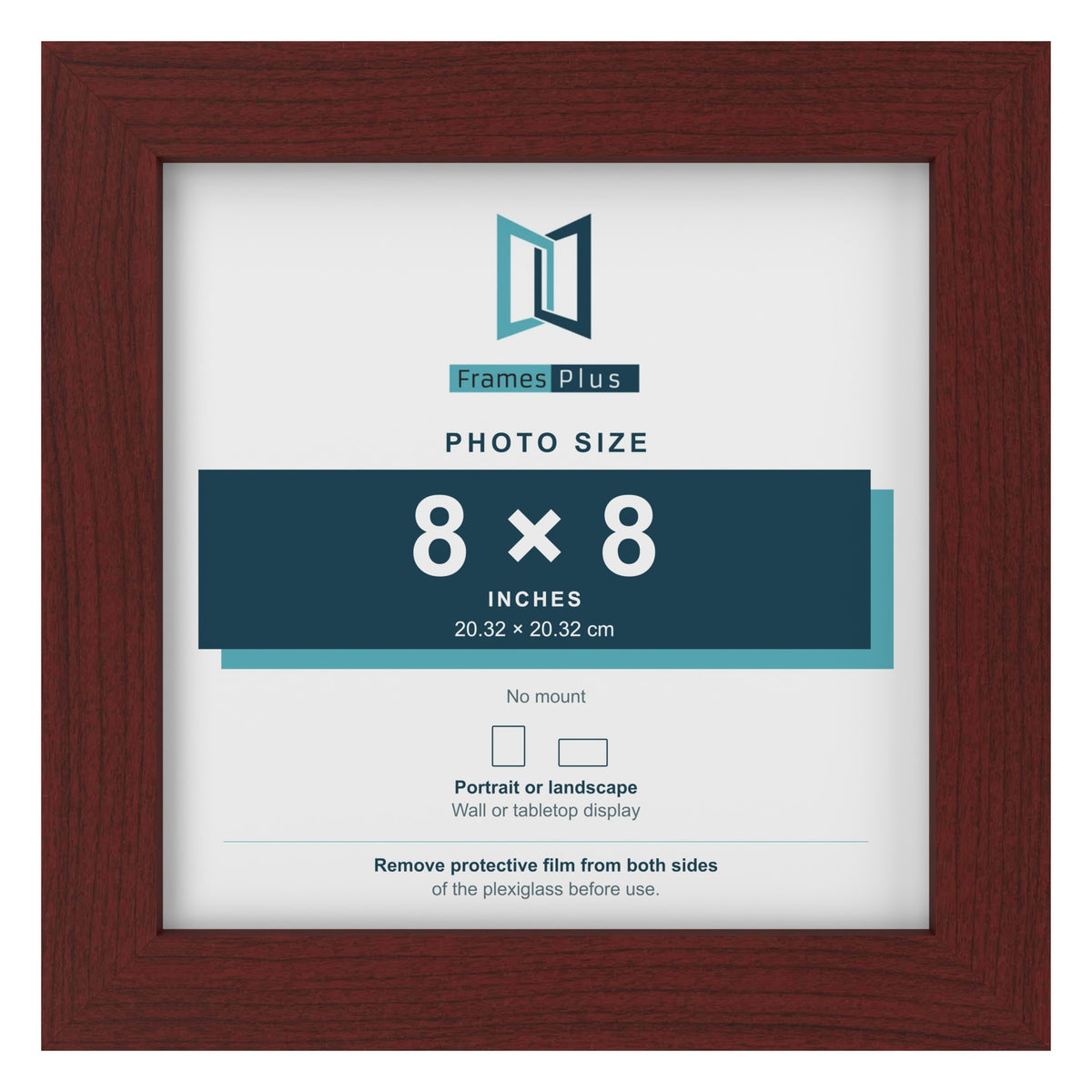 Mahogany picture frame for a 8 x 8 inch photo