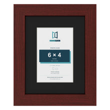 Mahogany 9 x 7 inch picture frame with a black mount for a 6 x 4 inch photo
