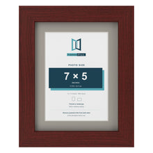 Mahogany 9 x 7 inch picture frame with a Dawn Grey mount for a 7 x 5 inch photo