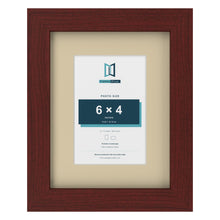 Mahogany 9 x 7 inch picture frame with an ivory mount for a 6 x 4 inch photo