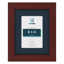 Mahogany 9 x 7 inch picture frame with a Pacific Blue mount for a 6 x 4 inch photo