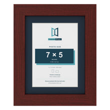 Mahogany 9 x 7 inch picture frame with a Pacific Blue mount for a 7 x 5 inch photo