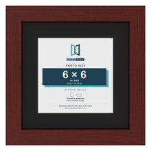 Mahogany 9 x 9 inch picture frame with a black mount for a 6 x 6 inch photo