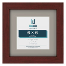 Mahogany 9 x 9 inch picture frame with a Dawn Grey mount for a 6 x 6 inch photo