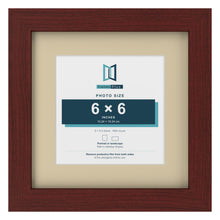Mahogany 9 x 9 inch picture frame with an ivory mount for a 6 x 6 inch photo