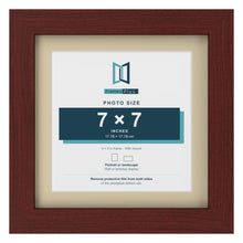 Mahogany 9 x 9 inch picture frame with an ivory mount for a 7 x 7 inch photo