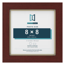 Mahogany 9 x 9 inch picture frame with an ivory mount for an 8 x 8 inch photo