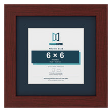 Mahogany 9 x 9 inch picture frame with a Pacific Blue mount for a 6 x 6 inch photo