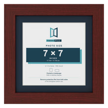 Mahogany 9 x 9 inch picture frame with a Pacific Blue mount for a 7 x 7 inch photo