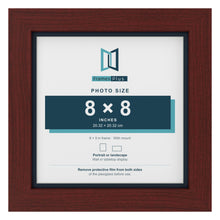 Mahogany 9 x 9 inch picture frame with a Pacific Blue mount for an 8 x 8 inch photo