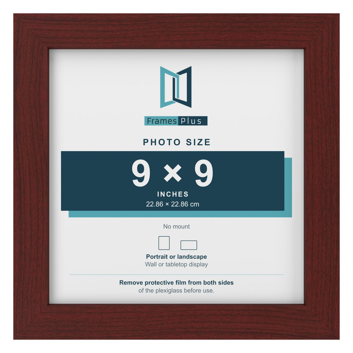 Mahogany picture frame for a 9 x 9 inch photo