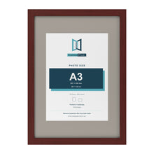 Mahogany A2 picture frame with a Dawn Grey mount for an A3 photo