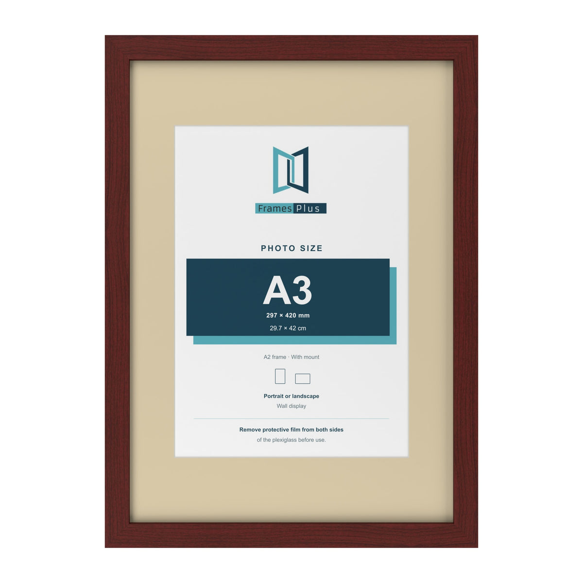 Mahogany A2 picture frame with an ivory mount for an A3 photo