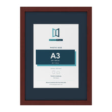 Mahogany A2 picture frame with a Pacific Blue mount for an A3 photo