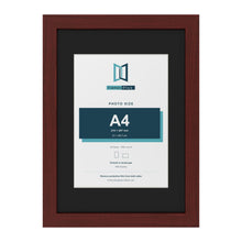 Mahogany A3 picture frame with a black mount for an A4 photo