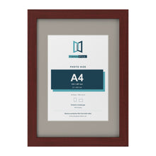 Mahogany A3 picture frame with a Dawn Grey mount for an A4 photo