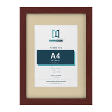 Mahogany A3 picture frame with an ivory mount for an A4 photo