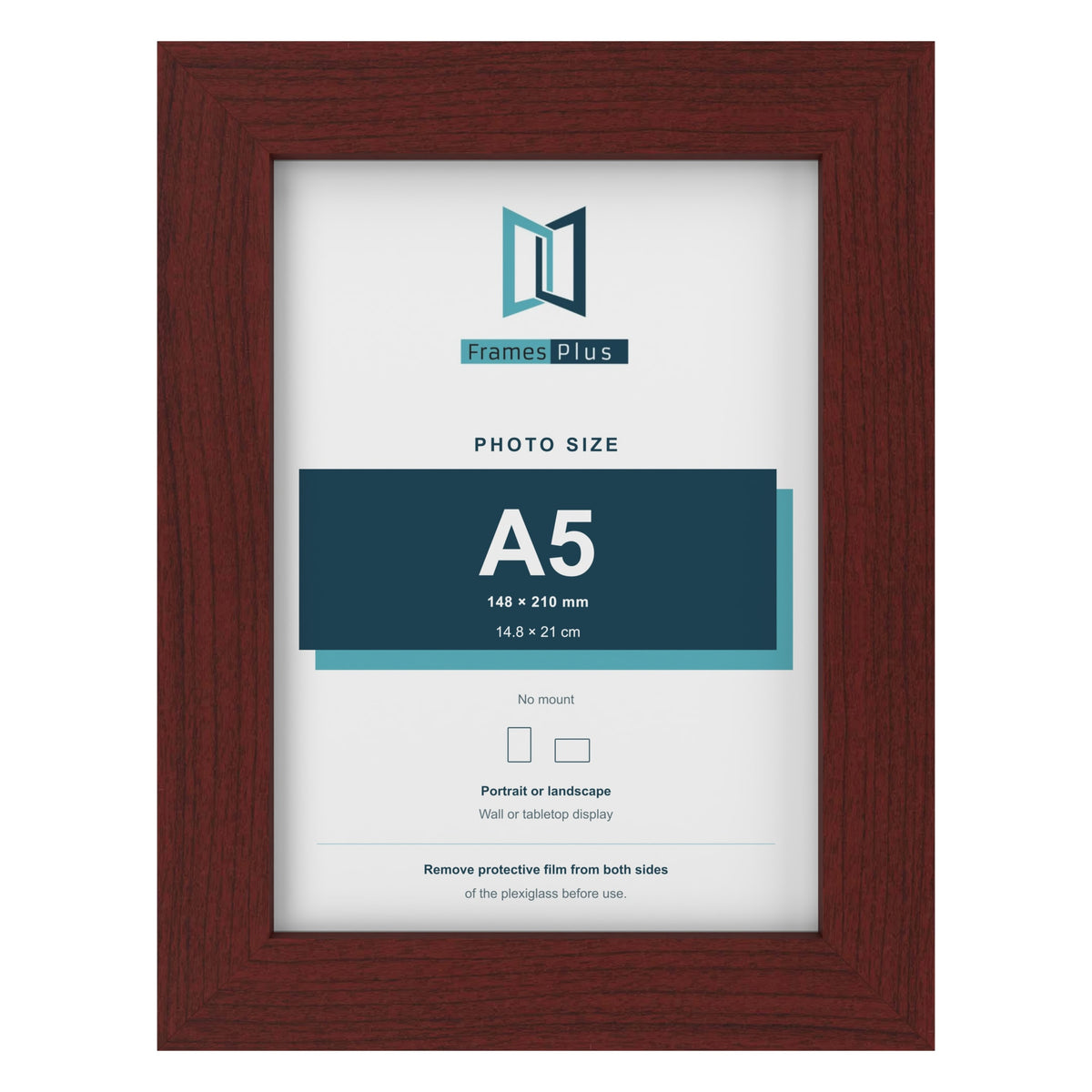 Mahogany picture frame for an A5 photo