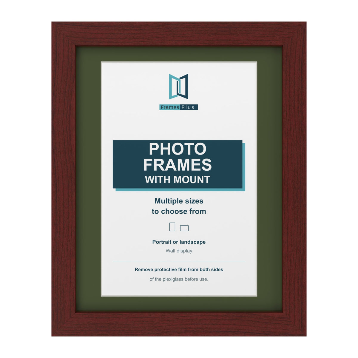Mahogany picture frame with a green mount