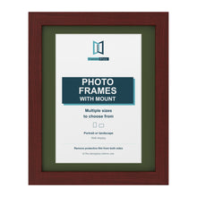 Mahogany picture frame with a green mount