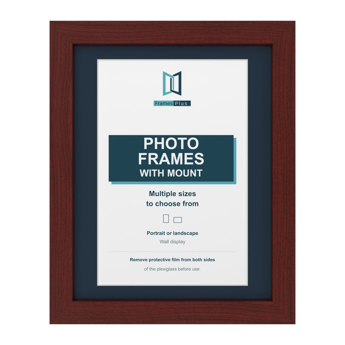 Mahogany picture frame with a Pacific Blue mount