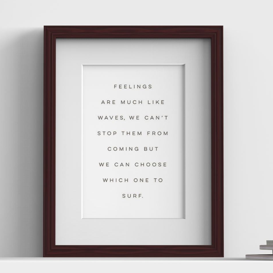 Devon Range Mahogany picture frame with white mount, close view