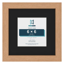 Oak 10 x 10 inch picture frame with a black mount for a 6 x 6 inch photo