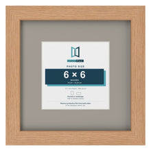 Oak 10 x 10 inch picture frame with a Dawn Grey mount for a 6 x 6 inch photo
