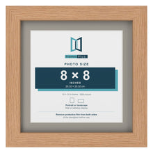 Oak 10 x 10 inch picture frame with a Dawn Grey mount for an 8 x 8 inch photo