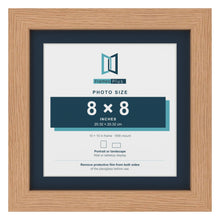 Oak 10 x 10 inch picture frame with a Pacific Blue mount for an 8 x 8 inch photo