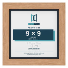 Oak 10 x 10 inch picture frame with a Pacific Blue mount for a 9 x 9 inch photo