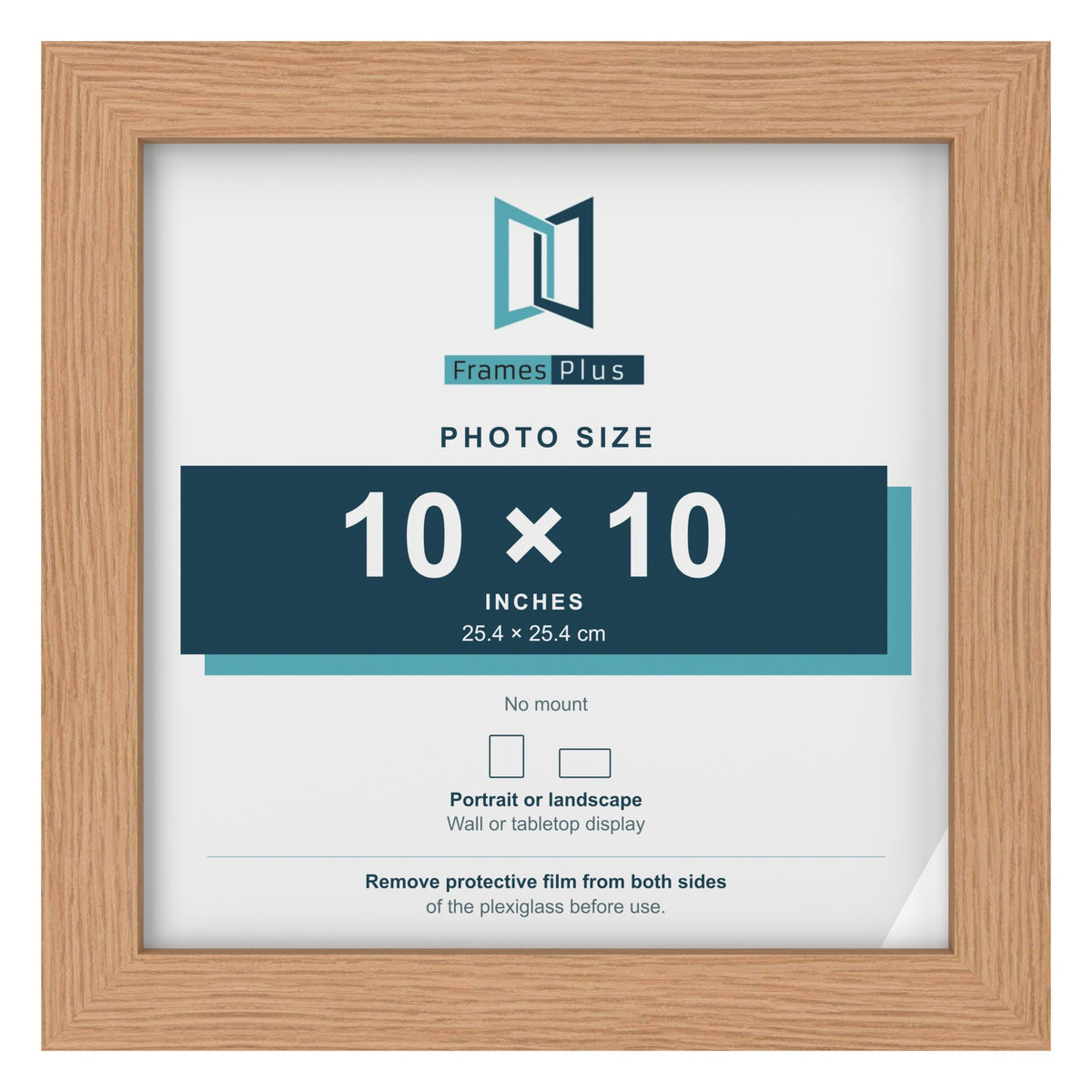 Oak picture frame for a 10 x 10 inch photo