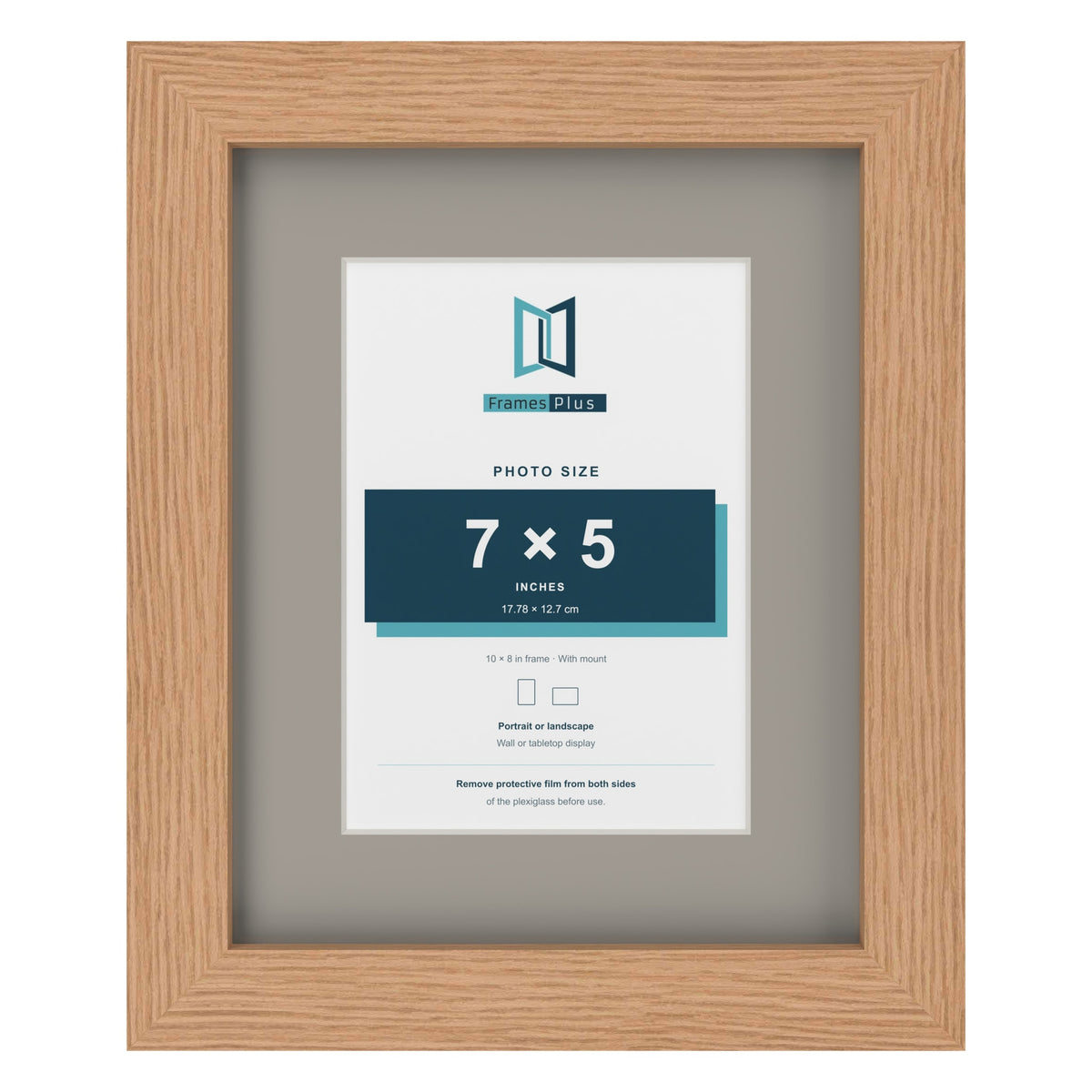 Oak 10 x 8 inch picture frame with a Dawn Grey mount for a 7 x 5 inch photo