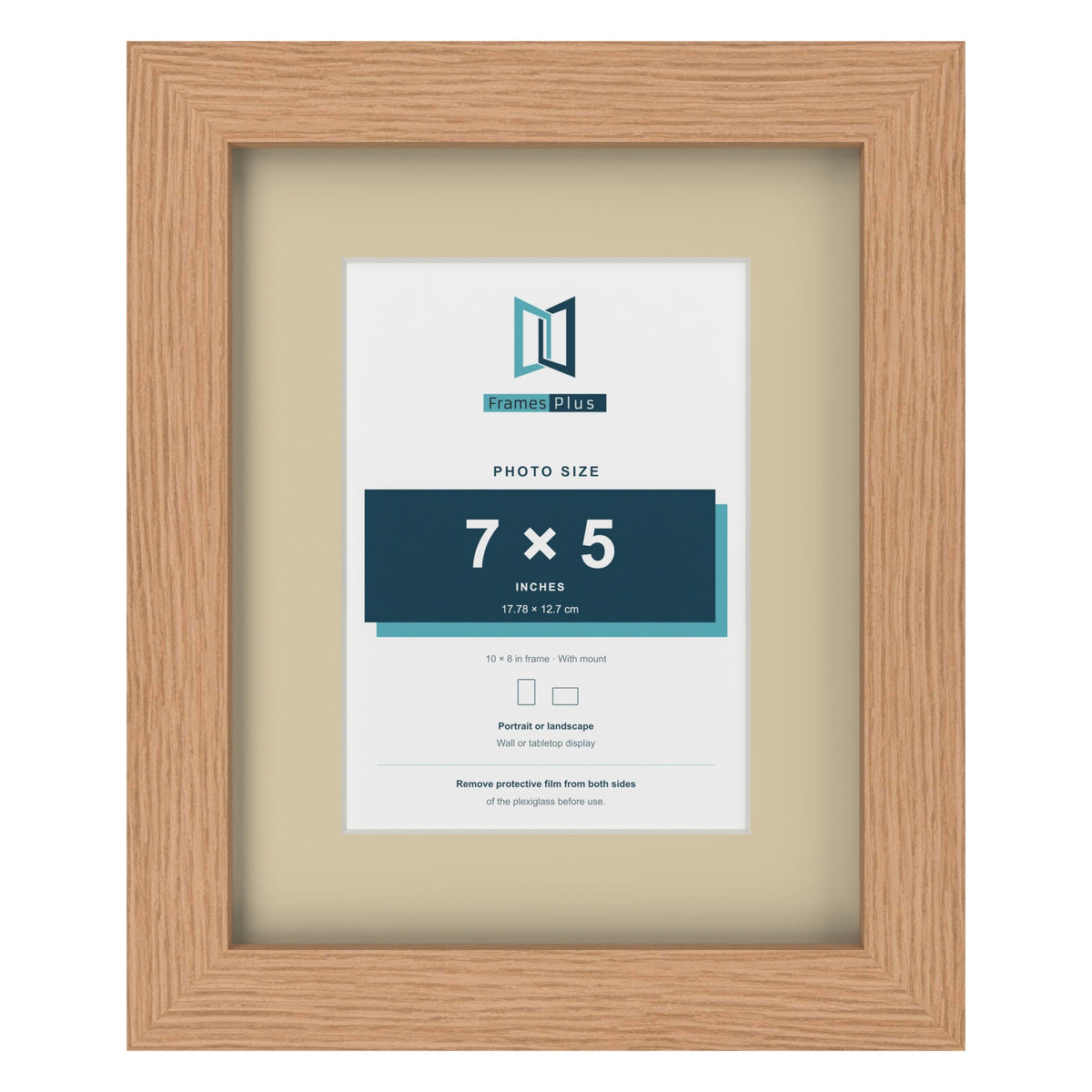 Oak 10 x 8 inch picture frame with an ivory mount for a 7 x 5 inch photo