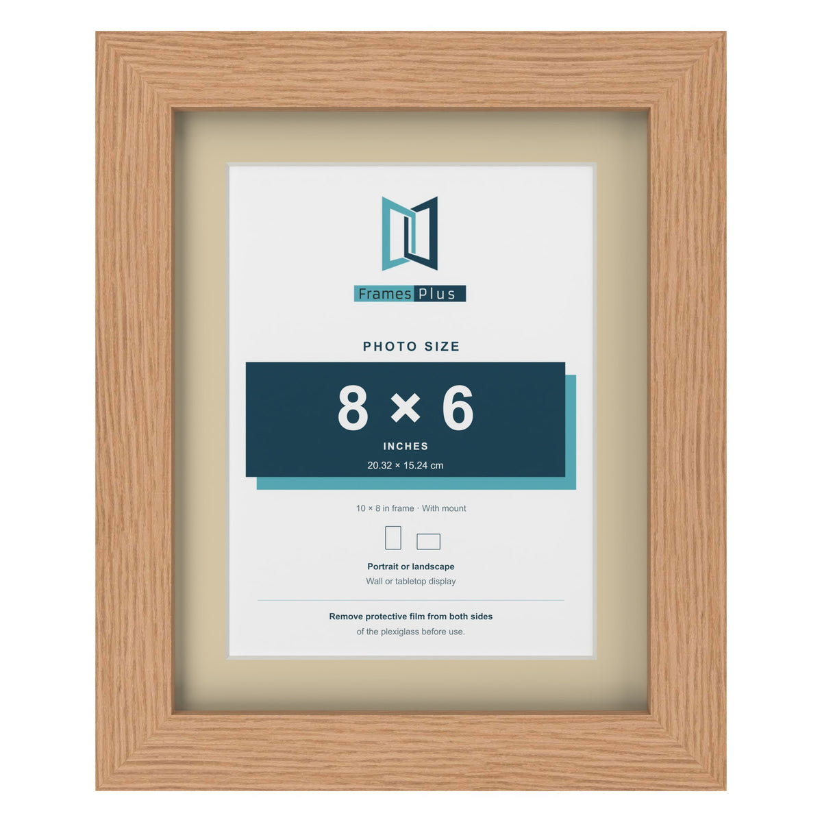 Oak 10 x 8 inch picture frame with an ivory mount for an 8 x 6 inch photo