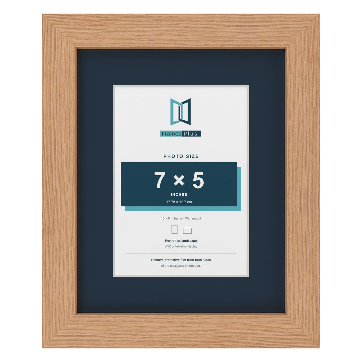 Oak 10 x 8 inch picture frame with a Pacific Blue mount for a 7 x 5 inch photo