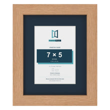 Oak 10 x 8 inch picture frame with a Pacific Blue mount for a 7 x 5 inch photo