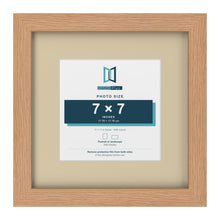 Oak 11 x 11 inch picture frame with an ivory mount for a 7 x 7 inch photo