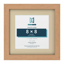 Oak 11 x 11 inch picture frame with an ivory mount for an 8 x 8 inch photo
