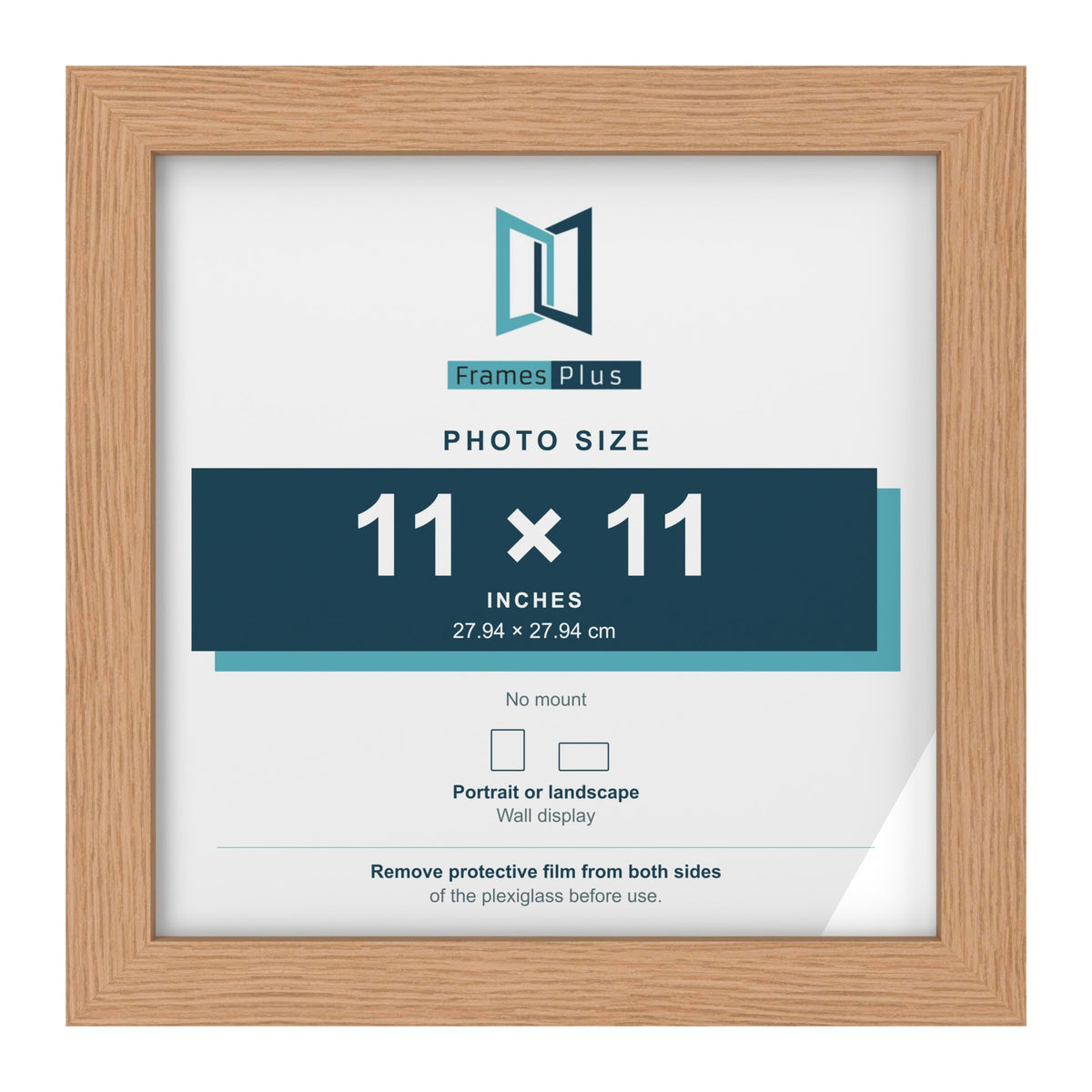 Oak picture frame for a 11 x 11 inch photo