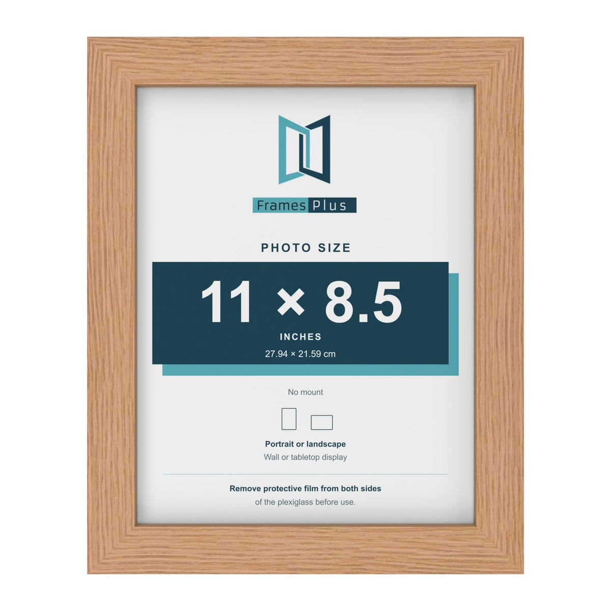 Oak picture frame for an 11 x 8.5 inch photo