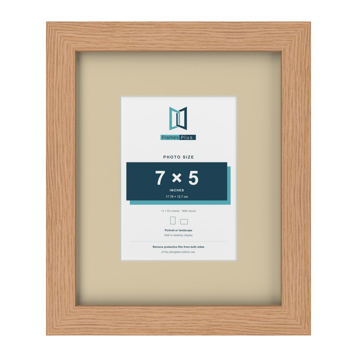 Oak 11 x 9 inch picture frame with an ivory mount for a 7 x 5 inch photo