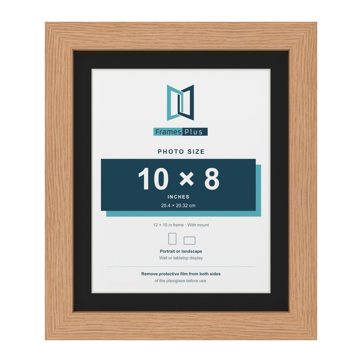 Oak 12 x 10 inch picture frame with a black mount for a 10 x 8 inch photo