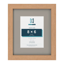 Oak 12 x 10 inch picture frame with a Dawn Grey mount for an 8 x 6 inch photo