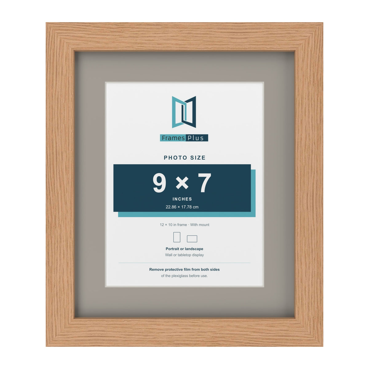 Oak 12 x 10 inch picture frame with a Dawn Grey mount for a 9 x 7 inch photo
