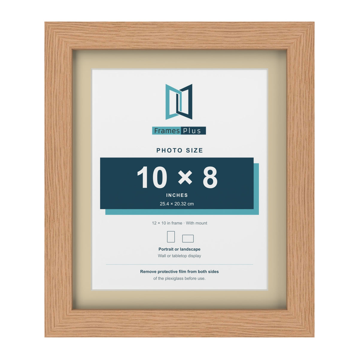 Oak 12 x 10 inch picture frame with an ivory mount for a 10 x 8 inch photo