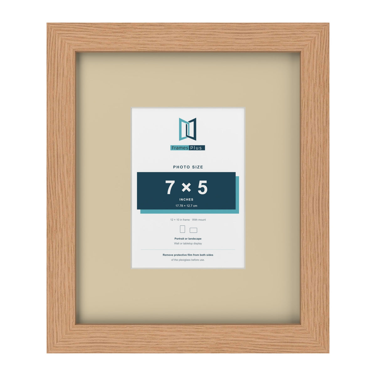 Oak 12 x 10 inch picture frame with an ivory mount for a 7 x 5 inch photo