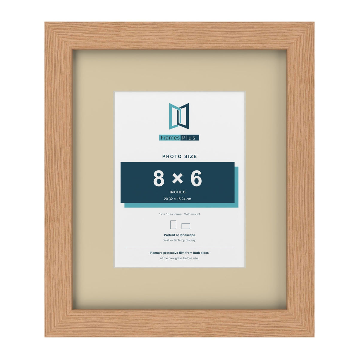 Oak 12 x 10 inch picture frame with an ivory mount for an 8 x 6 inch photo