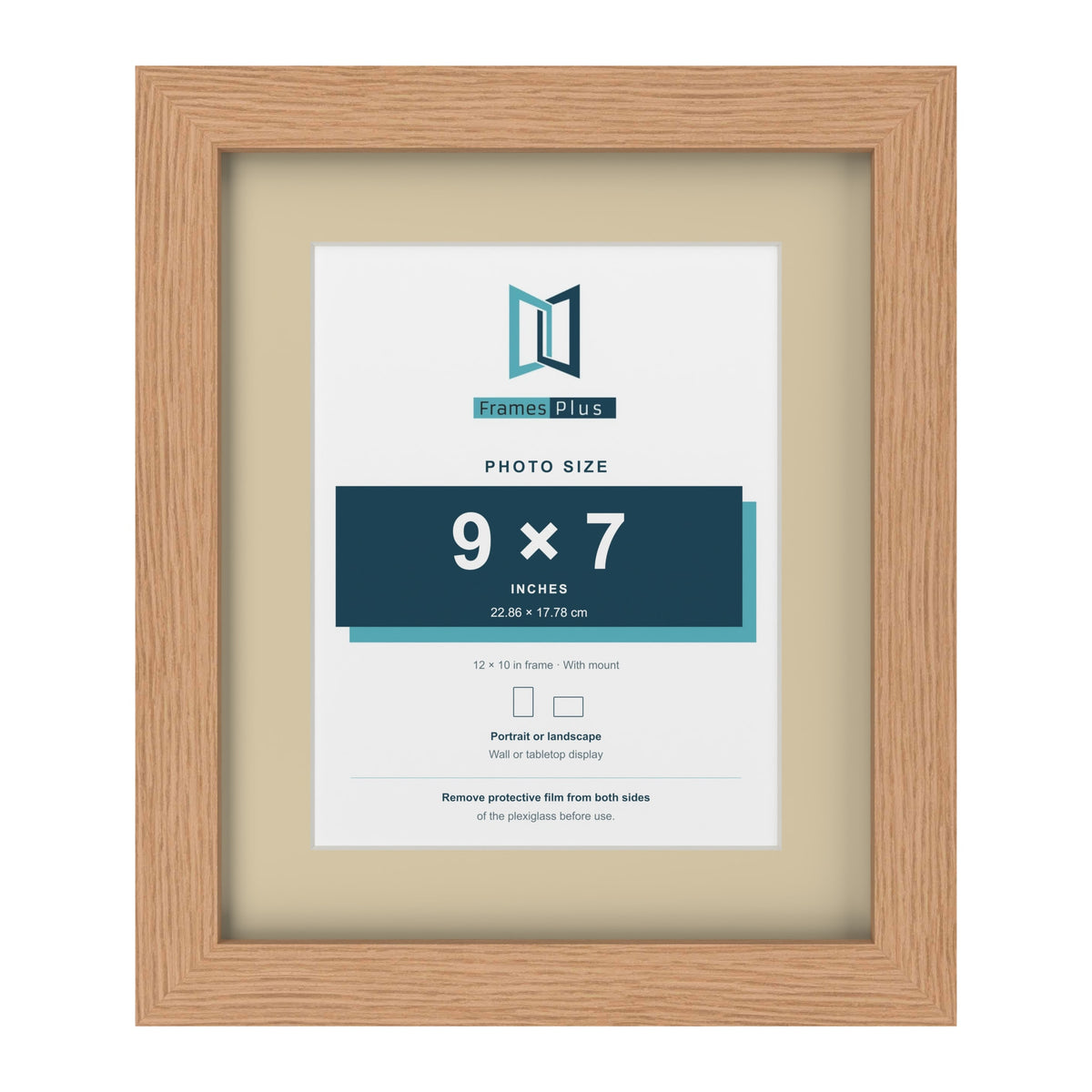 Oak 12 x 10 inch picture frame with an ivory mount for a 9 x 7 inch photo